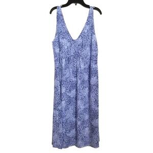 Fresh Produce Women Floral Sleeveless Dress Sz L Blue Summer Stretchy USA Boho